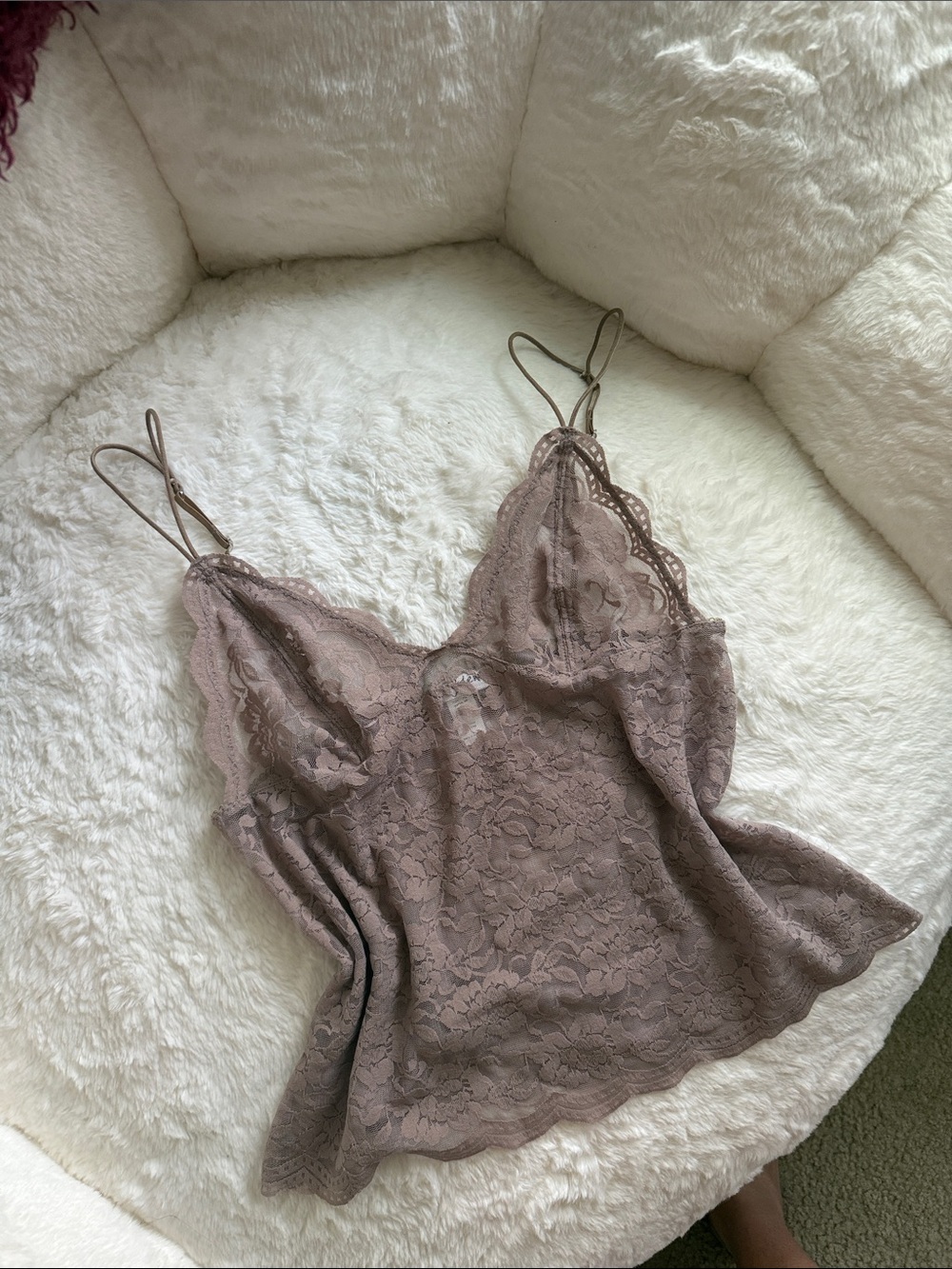 Vintage Thrifted Lace cami tank top muted pink purple lilac gray
